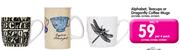 Alphabet, Teacups Or Dragonfly Coffee Mugs-Per 4 Pack