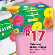 Twinsaver Facial Tissues Assorted- 180's 
