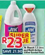 Jik Bleach 1.5L And Multi Action 500ml Banded Pack