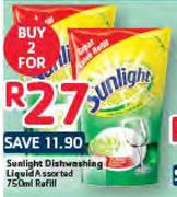 Sunlight Dishwashing Liquid Assorted Refill- 2 x 750ml
