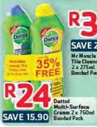 Dettol Multi-Surafec Cream Banded Pack- 2 x 750ml