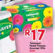 Twinsaver Facial Tissues Assorted-180's 
