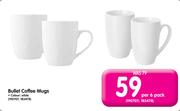 Bullet White Coffee Mugs-Per 6 Pack 