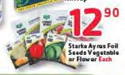 Starke Ayres Foil Seeds Vegetable Or Flower-Each