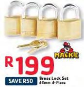 Mackie Brass Lock Set 40mm 4 Piece