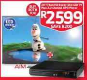 Aim 29"/74cm HD Ready Slim LED Tv Plus 2.0 Channel DVD Player