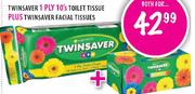 Twinsaver 1 Ply 10's Toilet Tissue Plus Twinsaver Facial Tissue