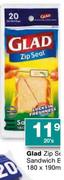 Glad Zip Seal Sandwich Bread-20's