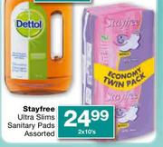 Stayfree Ultra Slims Sanitary Pads Assorted-2x10's