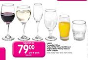 Libbey Perception/Arbor Flute, White/Red Wine or Belgian Beer, Whisky or Hiball Glasses-per 6 pack 