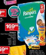 Pampers Giant Pack Active Baby Disposable Nappies-Mini 108's-Per Pack