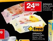 Johnson's Baby Wipes Scented/Unscented-80's + Free Johnson's Scented Baby Wipes-20's