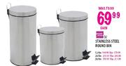 Simple Choice Stainless Steel Round Bin-3 Ltr each