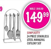 Simplicity 24 Piece Stainless Steel Hanging Cutlery Set
