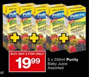 Purity Baby Juice Assorted-5x200Ml