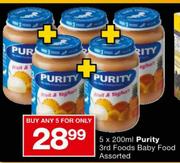 Purity 3rd Foods Baby Food Assorted-5x200Ml