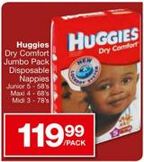 Huggies Dry Comfort Jumbo Pack Disposable Nappies Maxi 4-68's