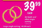 9ct Gold And Silver Single Earning