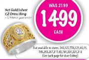 9ct Gold/Silver CZ Dress Ring