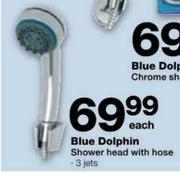 Blue Dolphin Shower Head With Hose-3 Jets Each