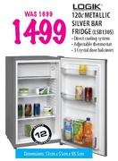 Logik Metallic Silver Bar Fridge-120 Ltr (LSB130S)