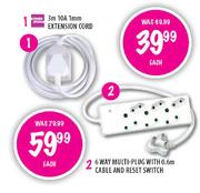 Simple Choice 6Way Multi-Plug With 0.6m Cable & Reset Switch