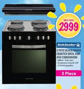 Kelvinator 3 Piece Black Under Counter Oven,Hob And Cookerhood