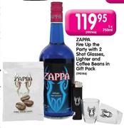 Zappa Fire Up The Party With 2 Shot Glasses, Lighter And Coffee Beans In Gift Pack - 1 x 750ml
