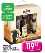 Amarula Ripple Tray And 4 Glasses In Gift Pack - 1 x 750ml