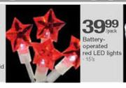 Battery Operated Red LED Lights-15's Per Pack