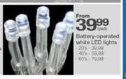 Battery-Operated White LED Lights-40'S Per Pack