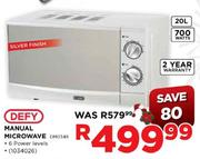 Defy Manual Silver Finish Microwave-20ltr