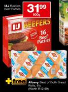 I&J Beefers Beef Patties - 800hm