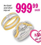 9ct Gold And Silver Trip Set Each 