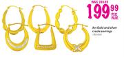 9ct Gold And Silver Creole Earrings Banded-Per Pair