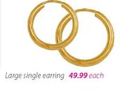 9ct Gold And Silver Large Single Earring Banded Each