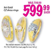 9ct Gold CZ Dress Rings Each