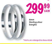 Sterling Silver Bangles-6mm Each