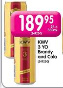 KWV 3 YO Brandy and Cola-24 x 330ml