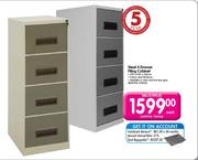 Steel 4 Drawer Filing Cabinet-Each
