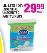 Lil-Lets Essential Unscented Pantyliners-100's Each