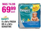 Pampers 4 x 64's Fresh Or 4 x 56's Sensitive-Each