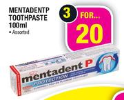 Mentadent P Toothpaste-3x100ml