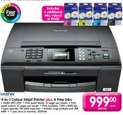 Brother 4-In-1 Colour Inkjet Printer Plus 4 Free Inks-Each