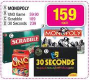 Monopoly Uno Game Each