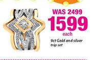 9ct Gold And Silver Trip Set-Each
