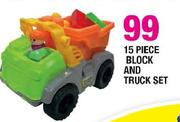 15 Piece Block And Truck Set