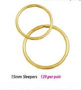 9ct Gold Sleeper-15mm Per Pair