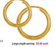 9ct Gold And Silver Large Single Earring Banded Each