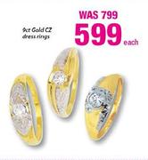 9ct Gold CZ Dress Rings Each